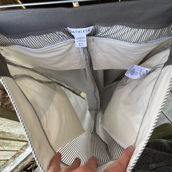 Athleta Wm’s Brooklyn Textured Ankle Pants in White & Gray Stripes NWOT Sz 16T - Picture 11 of 15